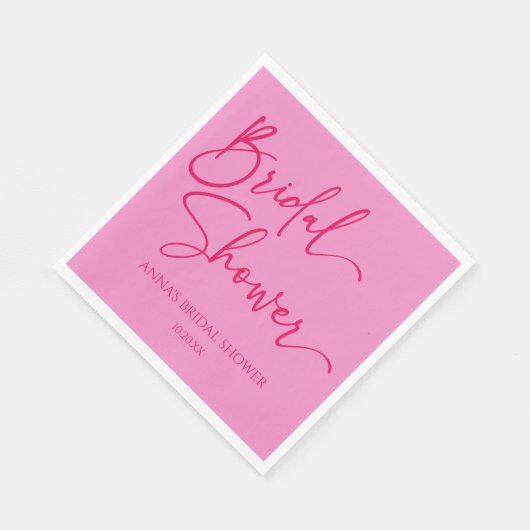 Heet Roze Modern Minimalistisch Bruidsdiner Servet (Hoek)