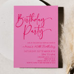 Heet Roze Modern Minimalistisch Verjaardagsfeest Kaart<br><div class="desc">Dit is een Hot Pink Modern Minimalist Verjaardagsfeestuitnodiging!</div>
