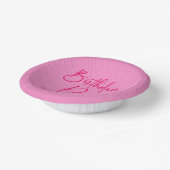 Heet Roze Modern Minimalistisch Verjaardagsfeest Papieren Kommen (Gebogen)