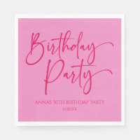 Heet Roze Modern Minimalistisch Verjaardagsfeest