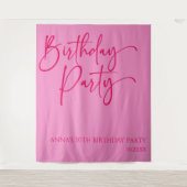 Heet Roze Modern Minimalistisch Verjaardagsfeest Wandkleed (Voorkant)