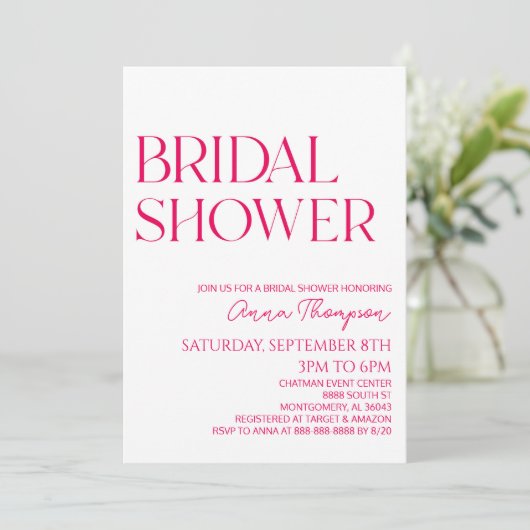 Heet Roze Modern Minimalistisch Vrijgezellenfeest Kaart (Staand voorkant)