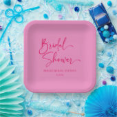 Heet Roze Modern Minimalistisch Vrijgezellenfeest Papieren Bordje (Feest)