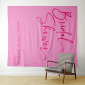 Heet Roze Modern Minimalistisch Vrijgezellenfeest Wandkleed (In Situ (horizontaal))