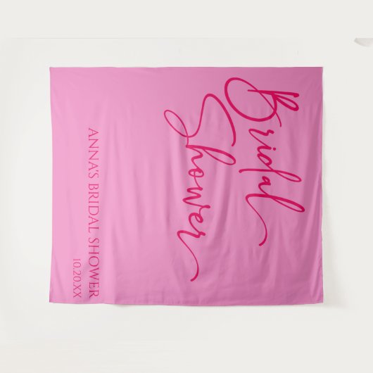 Heet Roze Modern Minimalistisch Vrijgezellenfeest Wandkleed (Voorkant (horizontaal))