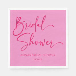 Heet Roze Modern Minimalistische Bruidsdouche Servet