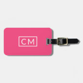 Heet Roze Modern Monogram Eenvoudige Initialen Bag Bagagelabel (Voorkant horizontaal)