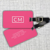 Heet Roze Modern Monogram Eenvoudige Initialen Bag Bagagelabel