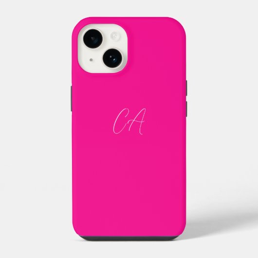 Heet Roze Modern Monogram iPhone Hoesje (Achterkant)