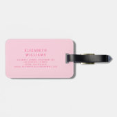 Heet Roze Modern Monogram Minimalistisch Bagagelabel (Achterkant horizontaal)