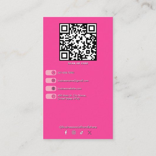 Heet Roze Modern Professioneel Techy Kosmetisch Me Visitekaartje (Achterkant)