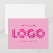 Heet roze modern rechthoekig logo briefkaart (Voorkant / Achterkant)