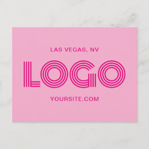 Heet roze modern rechthoekig logo briefkaart
