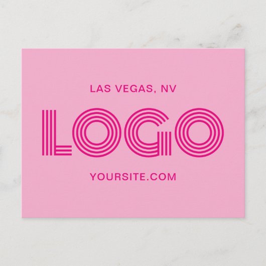 Heet roze modern rechthoekig logo briefkaart (Voorkant)