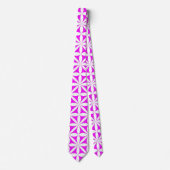 Heet Roze Modern/Retro Bloemdruk Stropdas (Voorkant)
