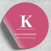 Heet Roze Modern Typografisch Monogram Ronde Sticker
