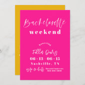 Heet Roze Moderne Bachelorette Uitnodigen Route Feestdagenkaart (Voorkant / Achterkant)