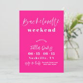 Heet Roze Moderne Bachelorette Uitnodigen Route Feestdagenkaart (Staand voorkant)