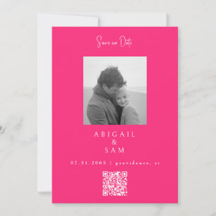Heet Roze Moderne Eenvoud Z/W Foto Save The Date