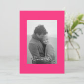 Heet Roze Moderne Eenvoud Z/W Foto Save The Date (Staand voorkant)