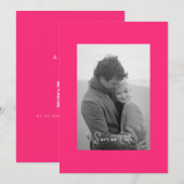 Heet Roze Moderne Eenvoud Z/W Foto Save The Date (Voorkant / Achterkant)