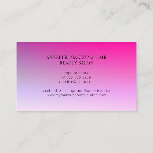 Heet roze moderne make-up kunstenaar schoonheidssa visitekaartje (Achterkant)