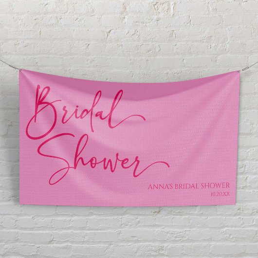 Heet Roze Moderne Minimalistische Bruidsdouche Spandoek