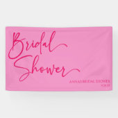 Heet Roze Moderne Minimalistische Bruidsdouche Spandoek (Horizontaal)