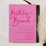 Heet Roze Moderne Minimalistische Verjaardag Brunc Kaart<br><div class="desc">Dit is een Hot Pink Modern Minimalist Birthday Brunch Party uitnodiging!</div>