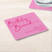 Heet Roze Moderne Minimalistische Verjaardag Brunc Kartonnen Onderzetters (Schuin)
