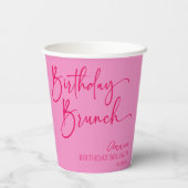 Heet Roze Moderne Minimalistische Verjaardag Brunc Papieren Bekers (Achterkant)