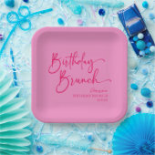 Heet Roze Moderne Minimalistische Verjaardag Brunc Papieren Bordje (Feest)