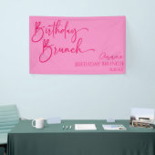 Heet Roze Moderne Minimalistische Verjaardag Brunc Spandoek (Beurs)
