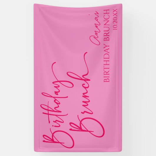 Heet Roze Moderne Minimalistische Verjaardag Brunc Spandoek (Verticaal)