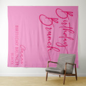 Heet Roze Moderne Minimalistische Verjaardag Brunc Wandkleed (In Situ (horizontaal))
