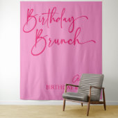 Heet Roze Moderne Minimalistische Verjaardag Brunc Wandkleed (In situ)