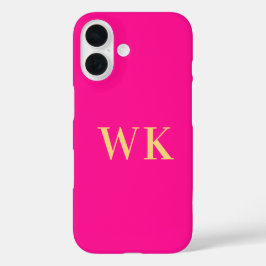 Heet roze moderne monogram-initiaal letters iPhone 16 hoesje
