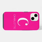 Heet Roze Moderne Monogram iPhone Hoesje (Achterkant horizontaal)