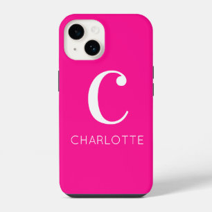 Heet Roze Moderne Monogram iPhone 14 Hoesje