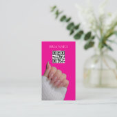 Heet Roze Moderne Nageltechnicus QR-code  Visitekaartje (Staand voorkant)