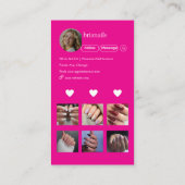 Heet Roze Moderne Nageltechnicus QR-code  Visitekaartje (Achterkant)