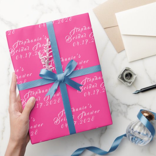 Heet Roze Moderne Patroon Bruid Bruiloft Feest Cadeaupapier (Geschenken)
