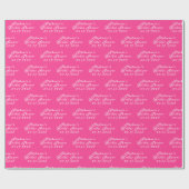Heet Roze Moderne Patroon Bruid Bruiloft Feest Cadeaupapier (Vlak)