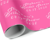 Heet Roze Moderne Patroon Bruid Bruiloft Feest Cadeaupapier (Rol Hoek)