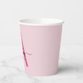 Heet Roze Moderne Script Meisjesachtige Monogramna Papieren Bekers (Links)