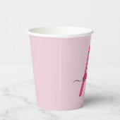Heet Roze Moderne Script Meisjesachtige Monogramna Papieren Bekers (Rechts)