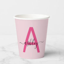 Heet Roze Moderne Script Meisjesachtige Monogramna
