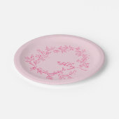 Heet Roze Moderne Script Meisjesachtige Monogramna Papieren Bordje (Gekanteld)