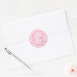 Heet Roze Moderne Script Meisjesachtige Monogramna Ronde Sticker