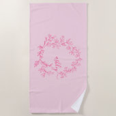 Heet Roze Moderne Script Meisjesachtige Monogramna Strandlaken (Voorkant)